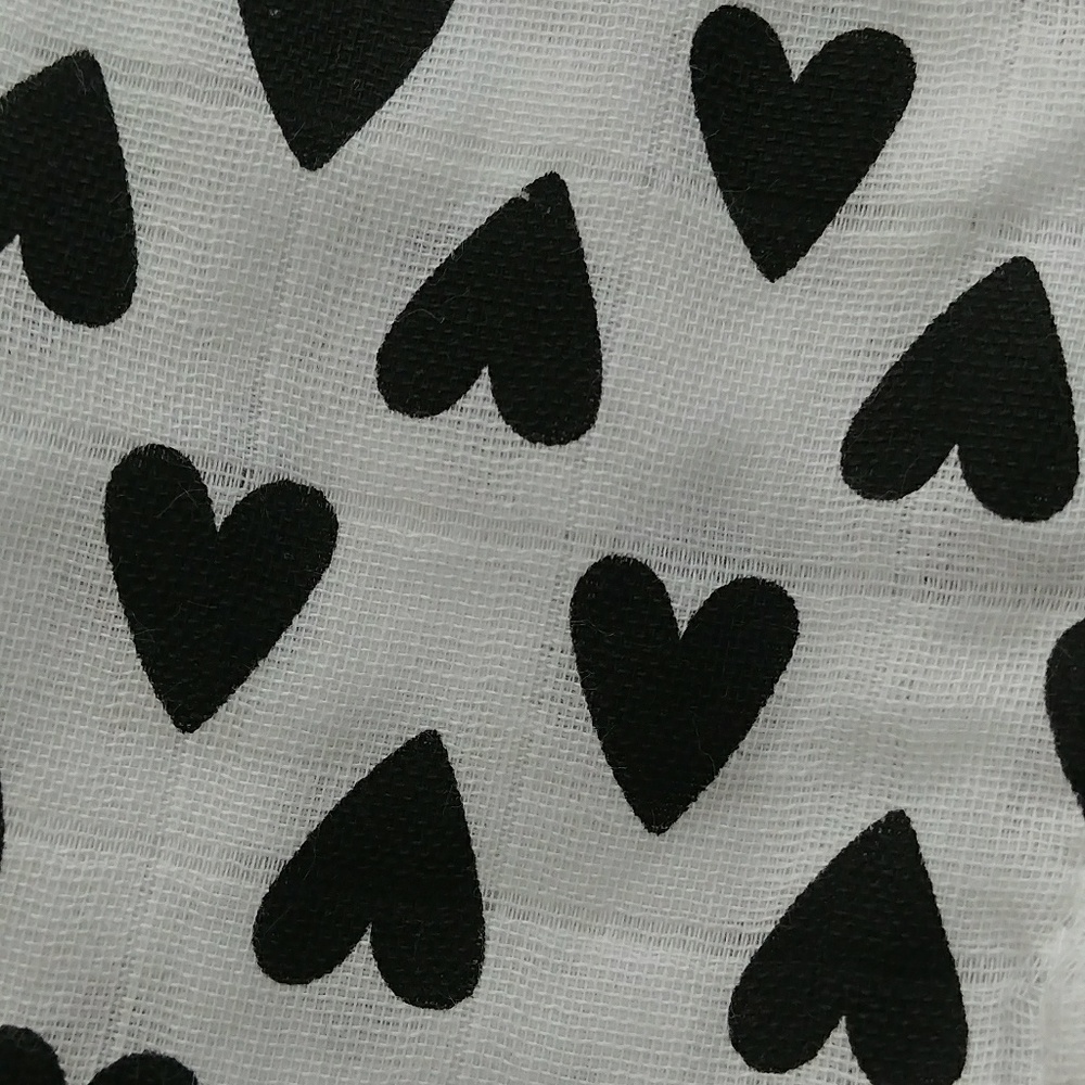 Black and White Heart swaddle Blanket